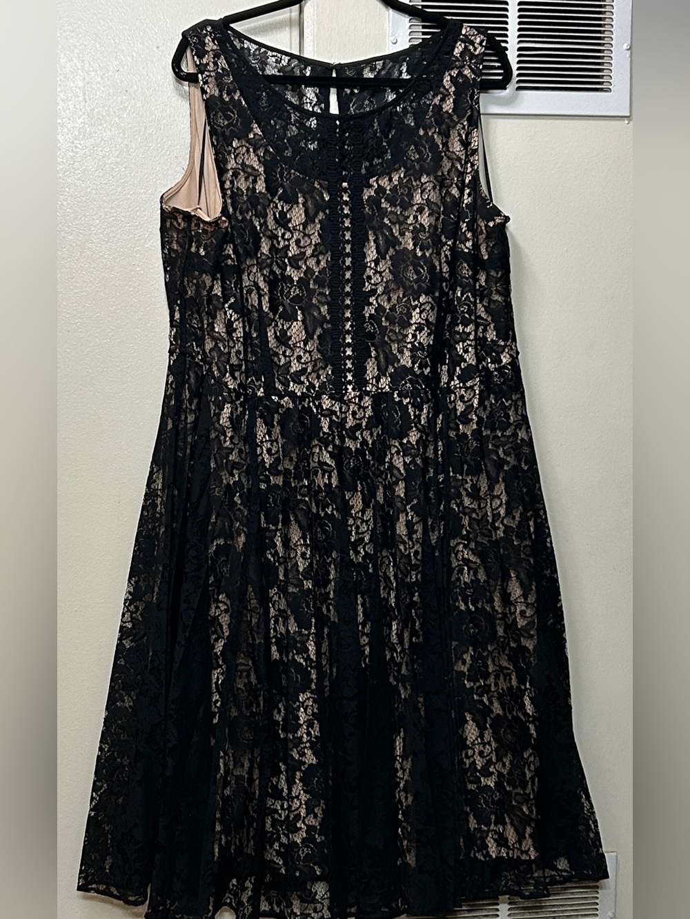Lane Bryant Black Lace Overlay Sleeveless Dress with Nude Lining 26W